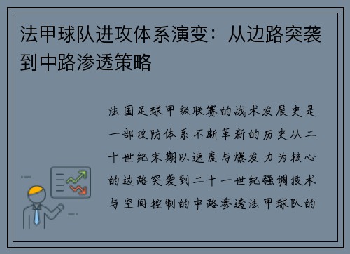 法甲球队进攻体系演变：从边路突袭到中路渗透策略
